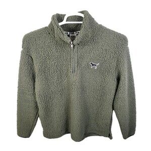 Victoria’s Secret Pink Women's Small Olive Sherpa 1/4 Zip Pullover‎